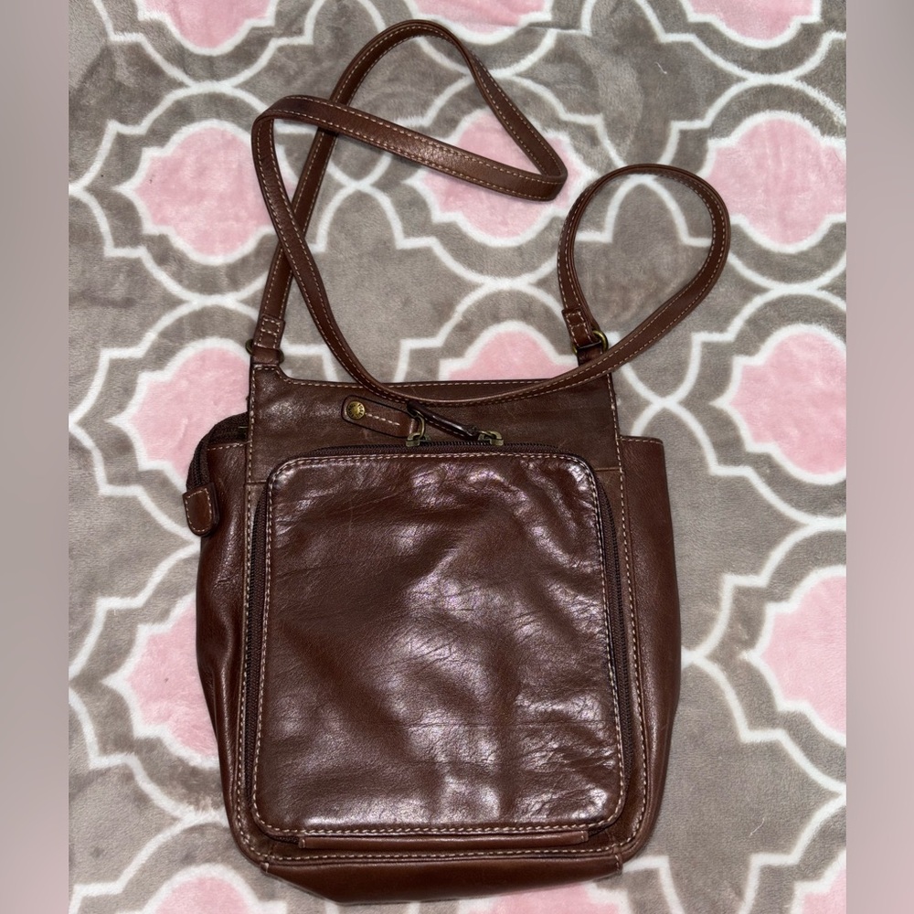 Fossil Brown Leather Crossbody Organizer Bag - Picture 2 of 9